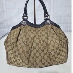 Gucci Beige and Dark Brown Shoulder Bag